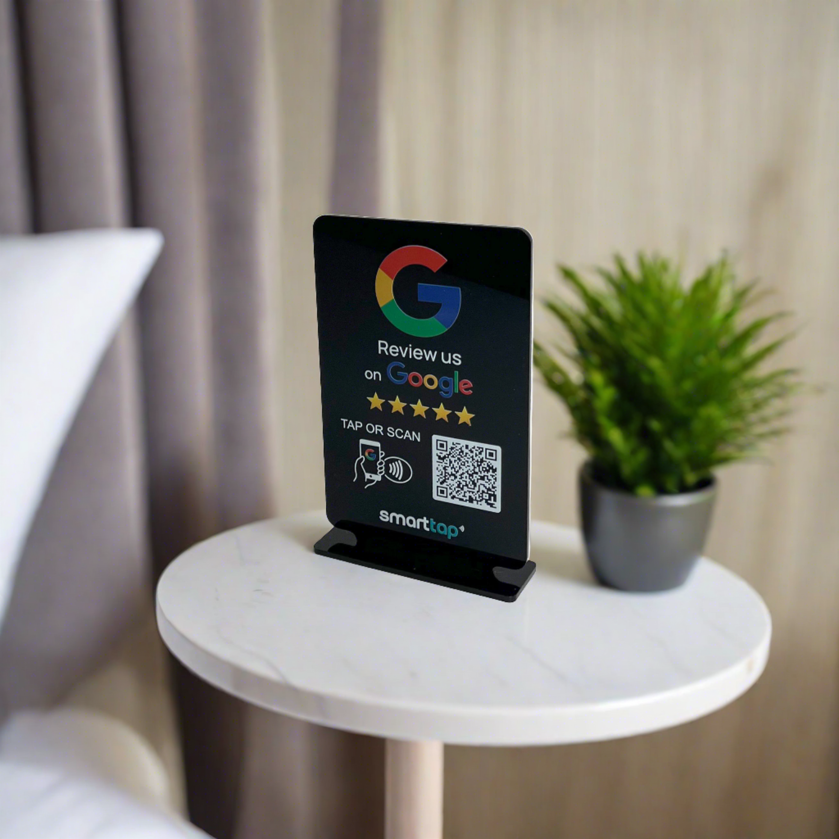 Smart-Tap, Google Review Table Talker T-Shape χωρίς το λογότυπο σας. Μικρό μαύρο