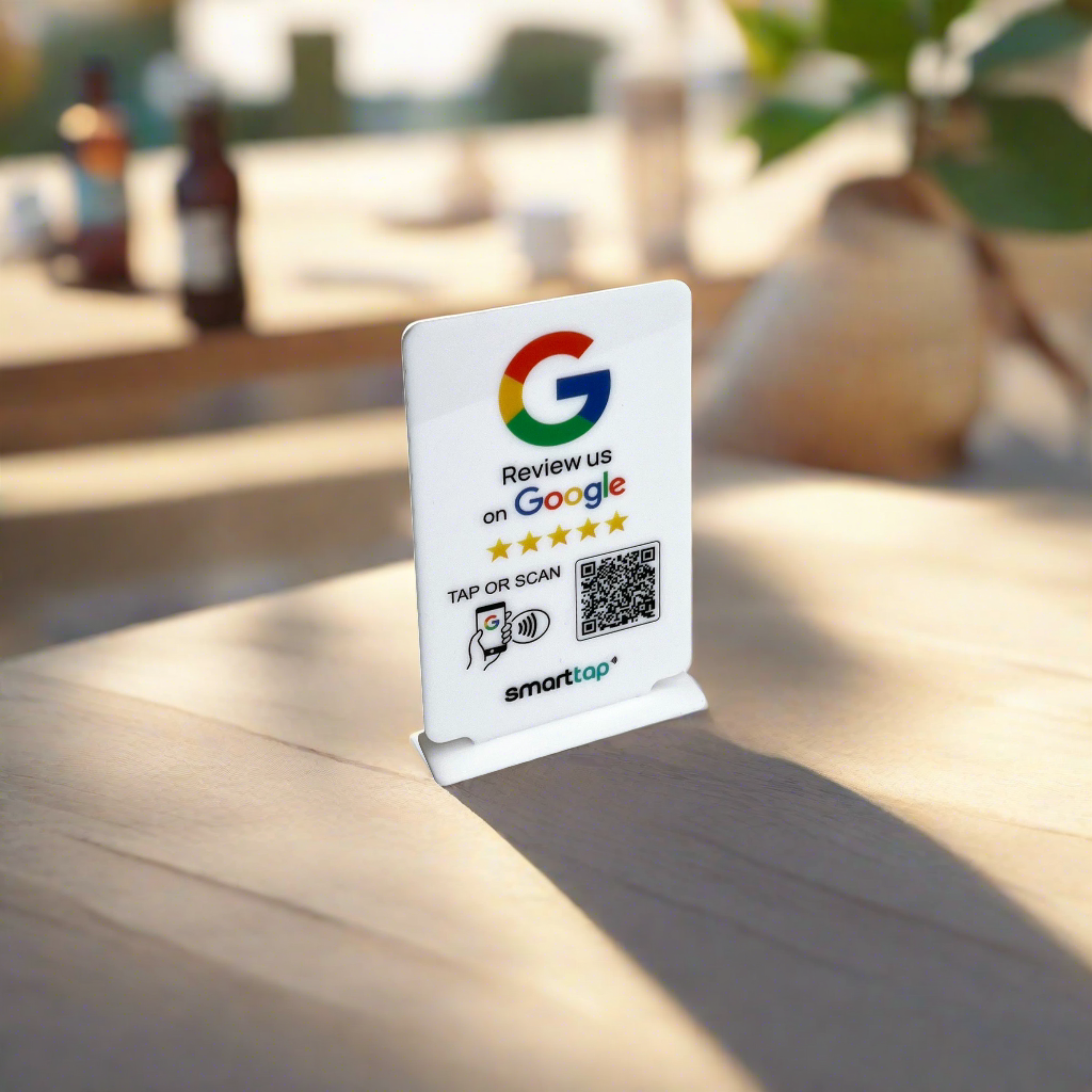 Smart-Tap, Google Review Table Talker T-Shape χωρίς το λογότυπο σας. Μικρό άσπρο