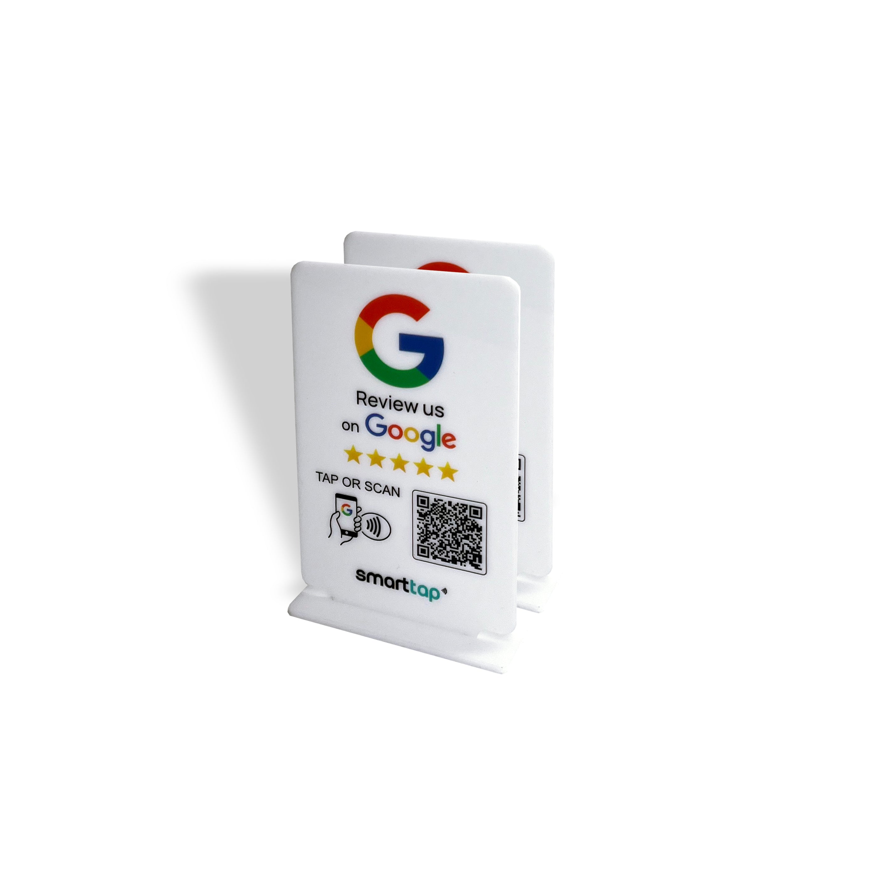 Smart-Tap, Google Review Table Talker T-Shape χωρίς το λογότυπο σας. Μικρό άσπρο. Σετ 2 τεμαχίων