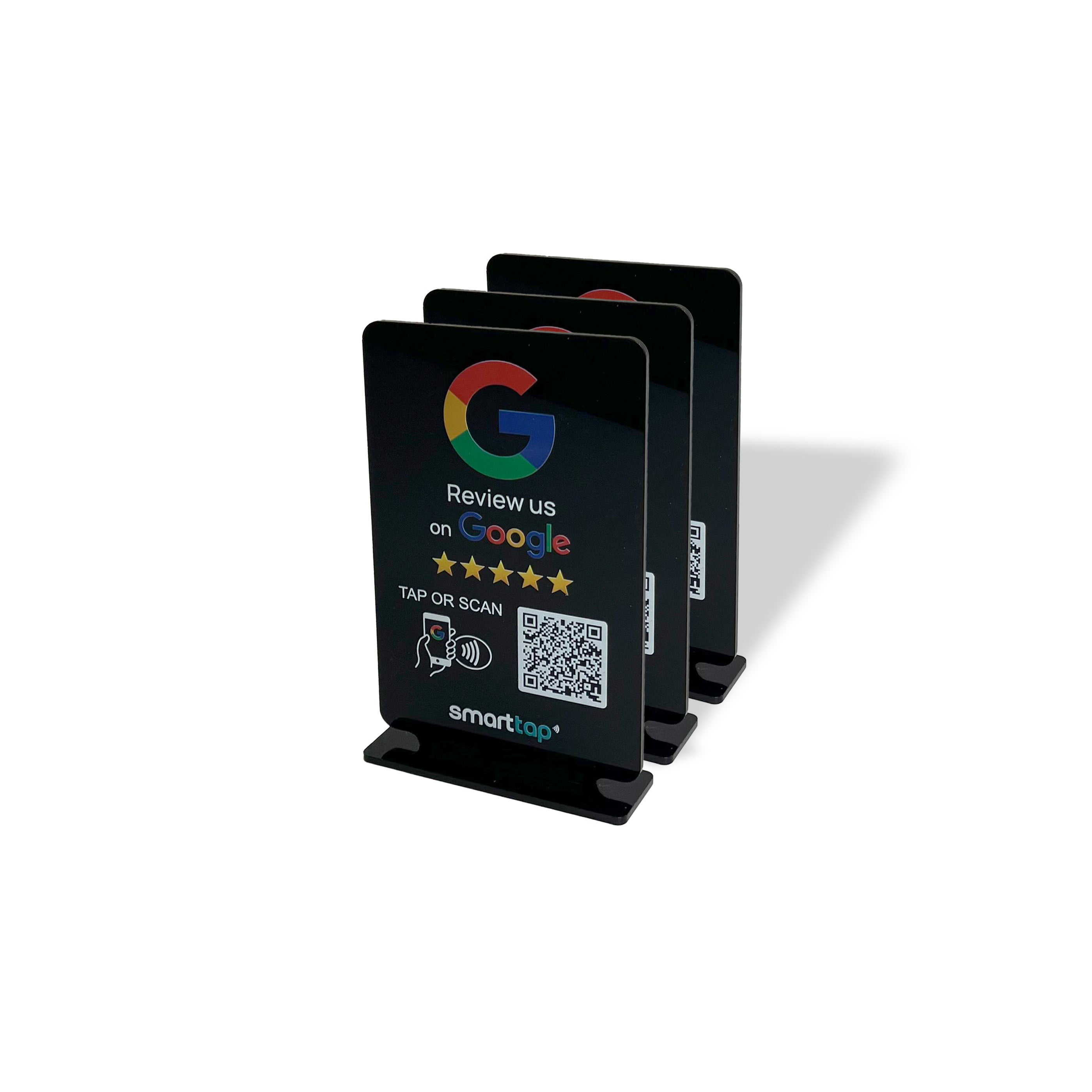 Smart-Tap, Google Review Table Talker T-Shape χωρίς λογότυπο. Μικρό μαύρο. Σετ 3 τεμαχίων
