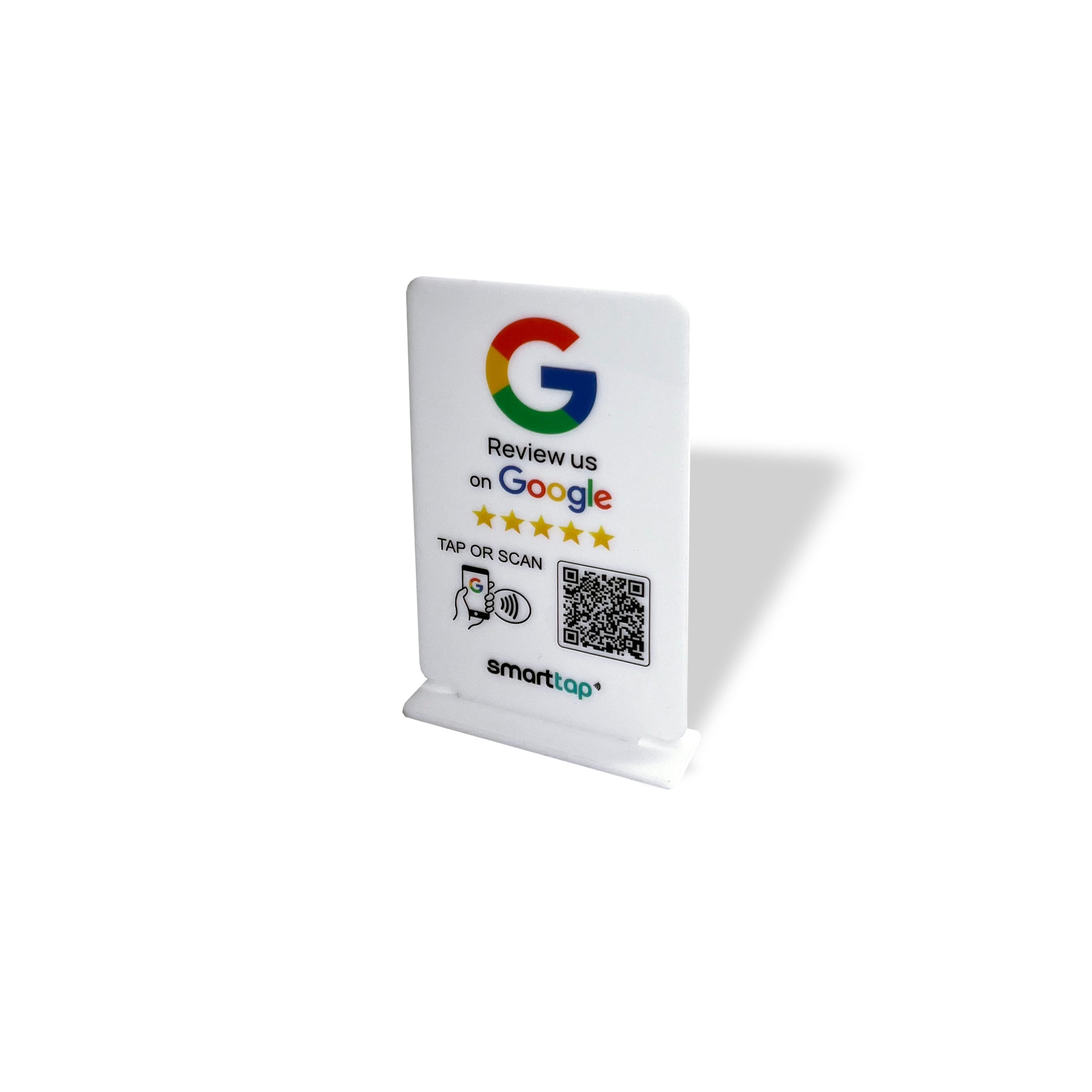 Smart-Tap, Google Review Table Talker T-Shape χωρίς το λογότυπο σας. Μικρό άσπρο.