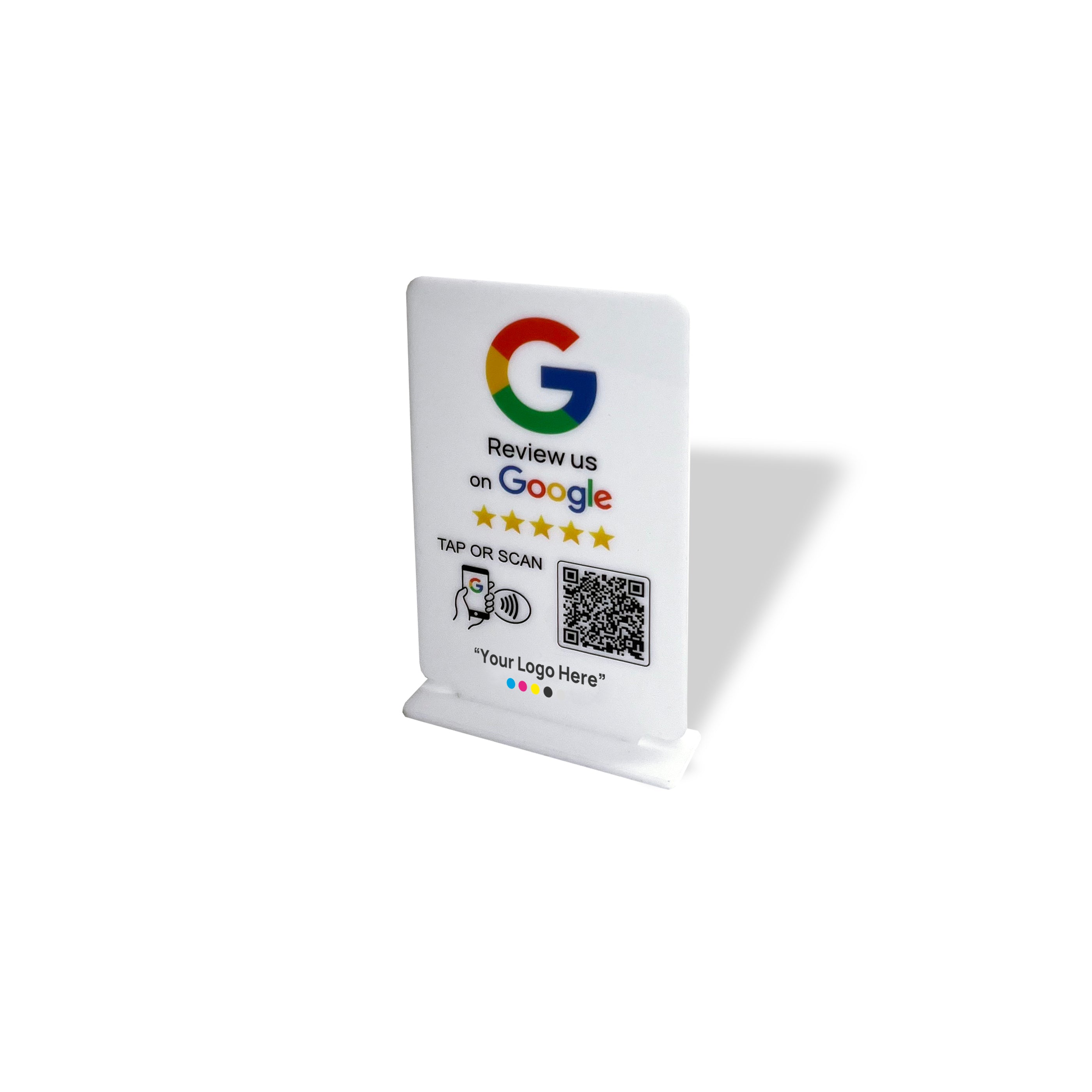 Smart-Tap, Google Review Table Talker T-Shape με το λογότυπο σας. Άσπρο μικρό