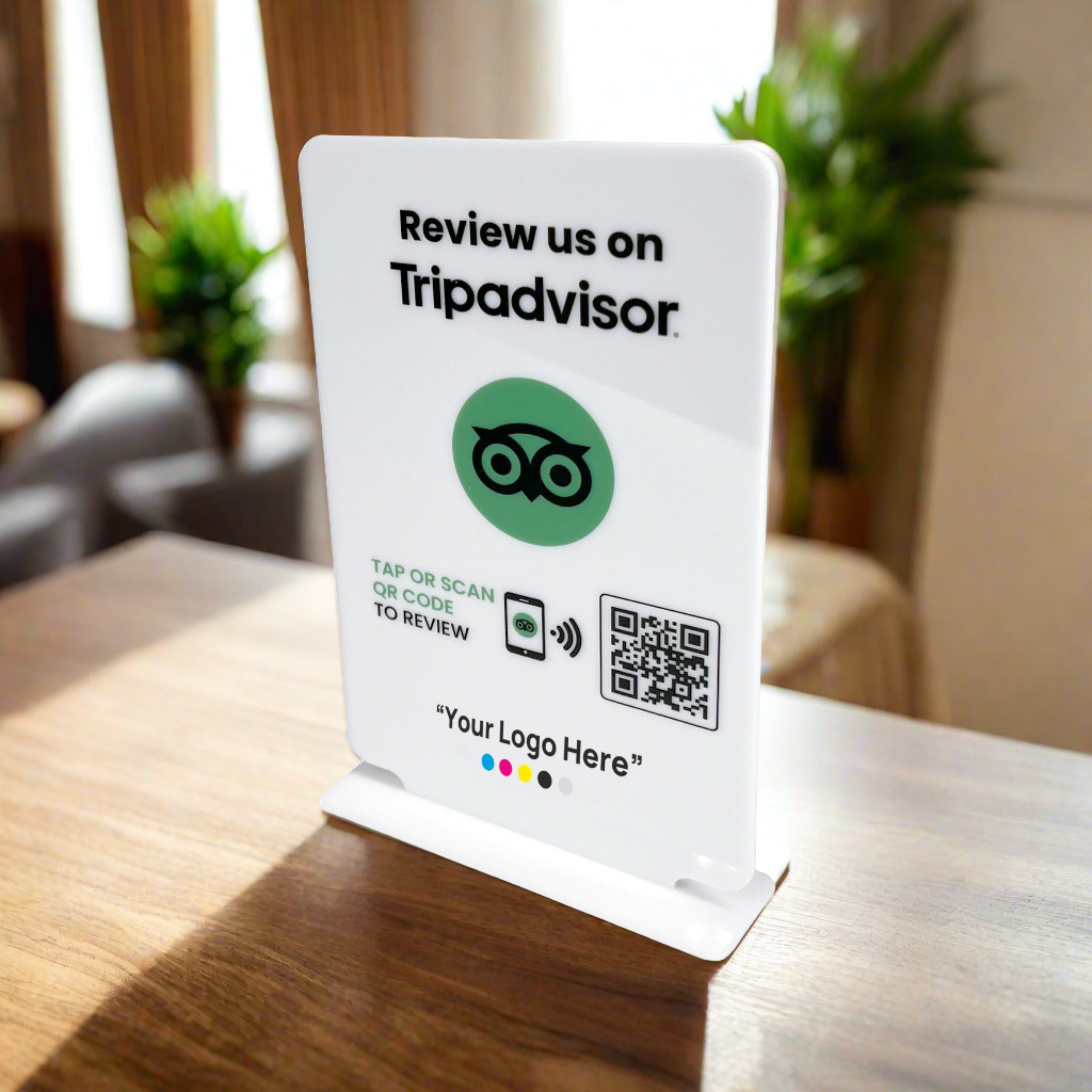 Tripadvisor Review Table Talker T-Shape με το λογότυπο σας.