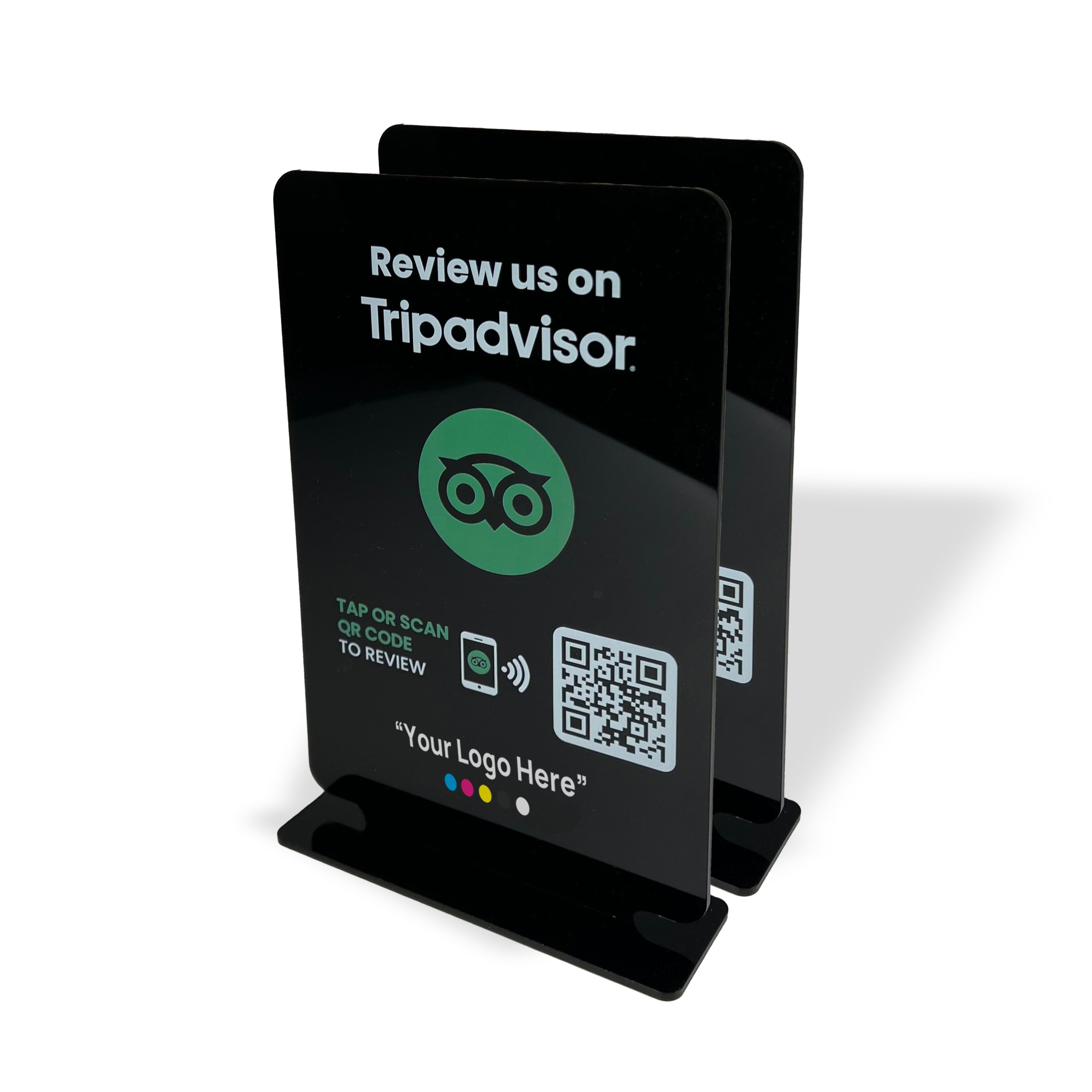 Tripadvisor Review Table Talker T-Shape with your logo.