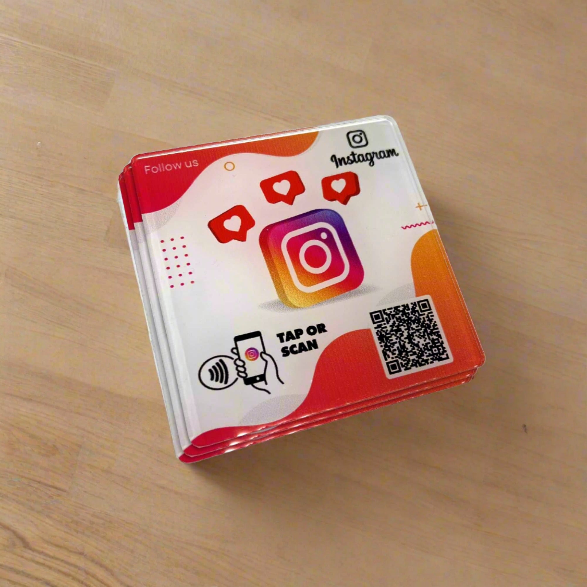 Smart-Tap, Instagram table Coaster με NFC/QR Code χωρίς το λογότυπο σας. Σχέδιο 1. Σετ 3 τεμαχίων