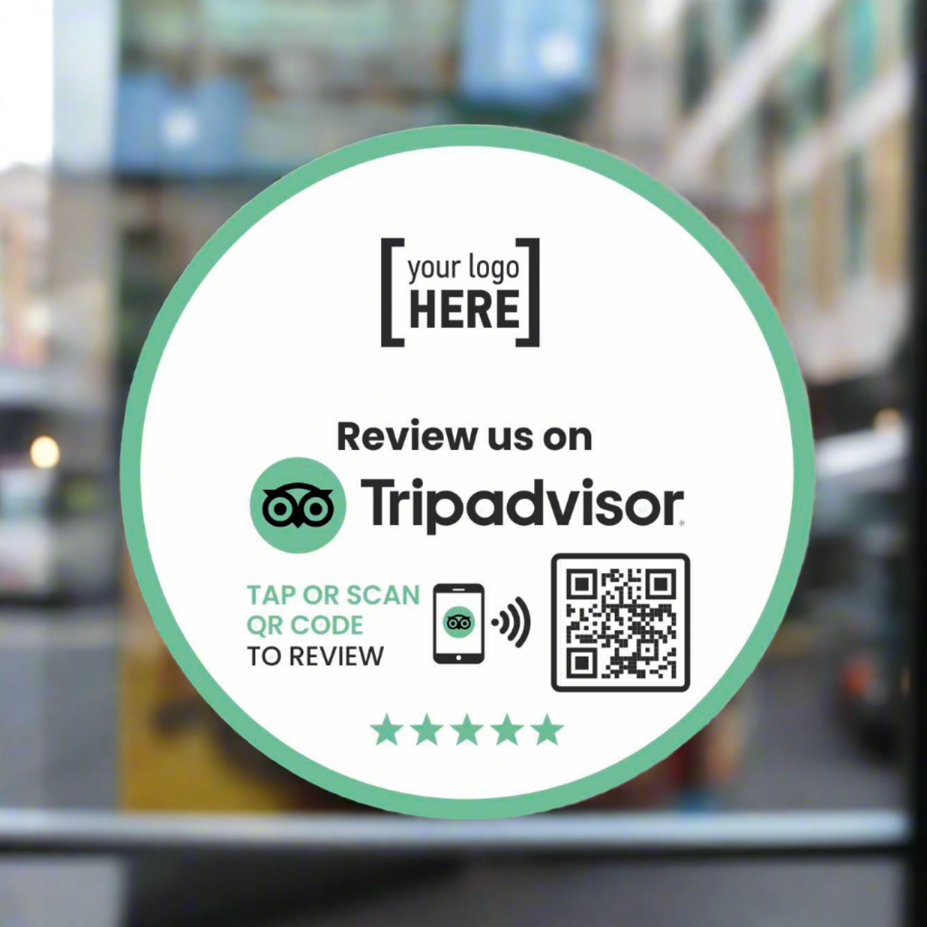 Smart-Tap, Tripadvisor sticker με NFC/QR Code με το λογότυπο σας. Σχέδιο 2.