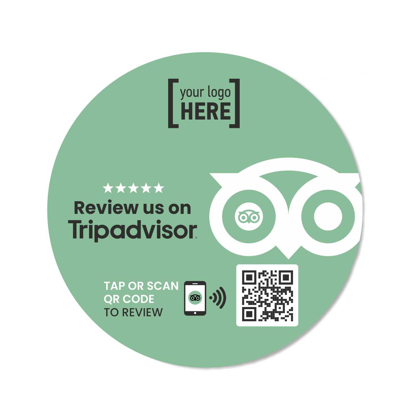 Smart-Tap, Tripadvisor sticker με NFC/QR Code με το λογότυπο σας. Σχέδιο 1.