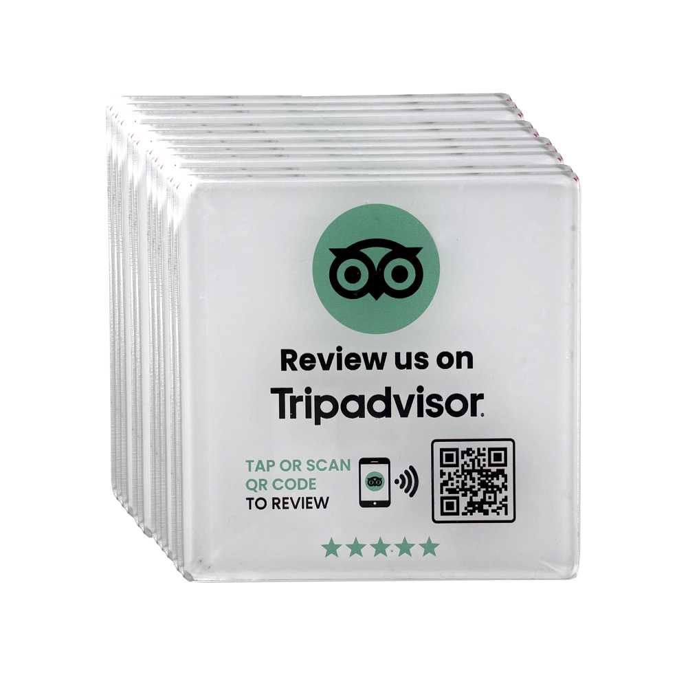 Tripadvisor Review table Coaster με NFC/QR Code με ή χωρίς το λογότυπό σας