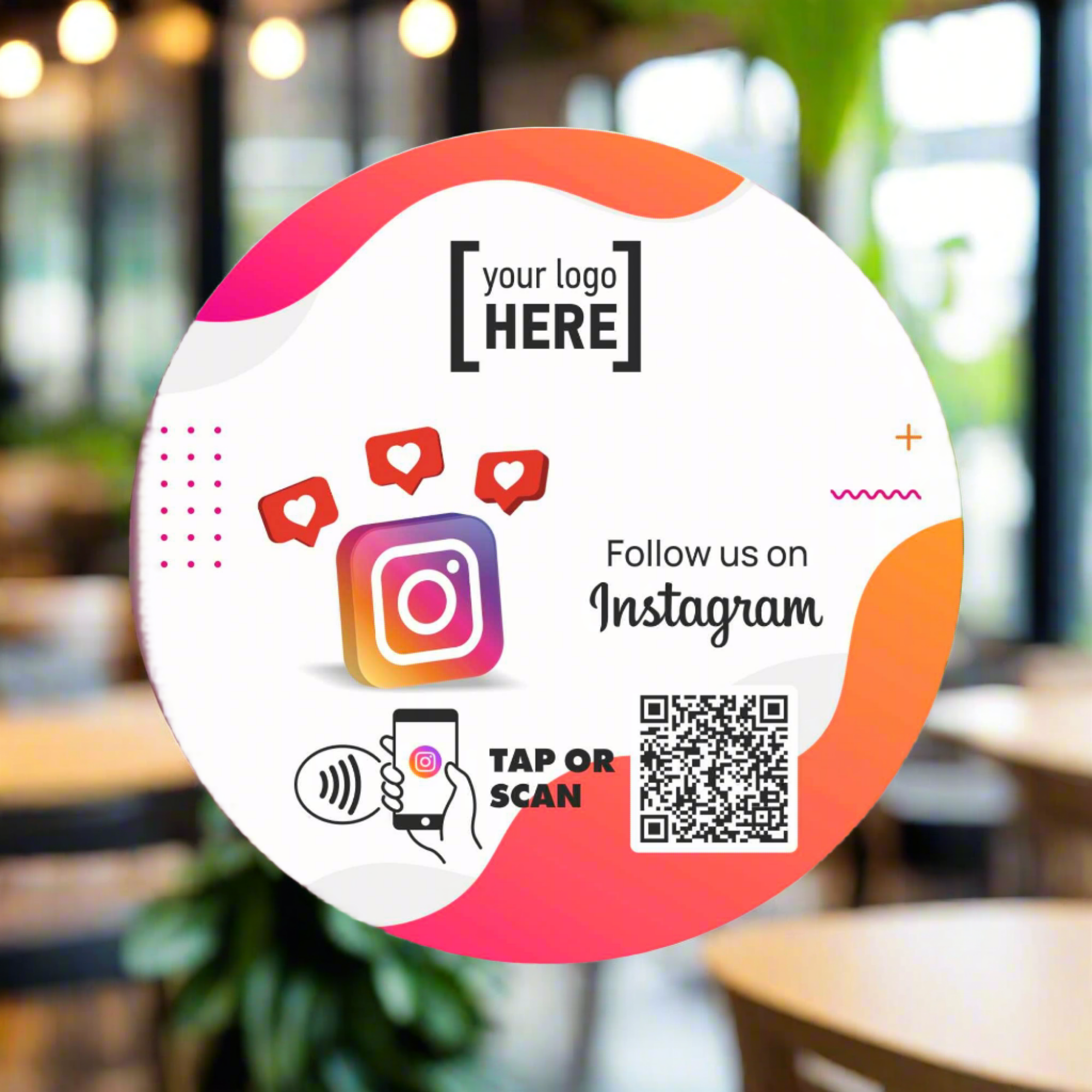 Smart-Tap, Instagram sticker με NFC/QR Code με το λογότυπο σας. Σχέδιο 1.