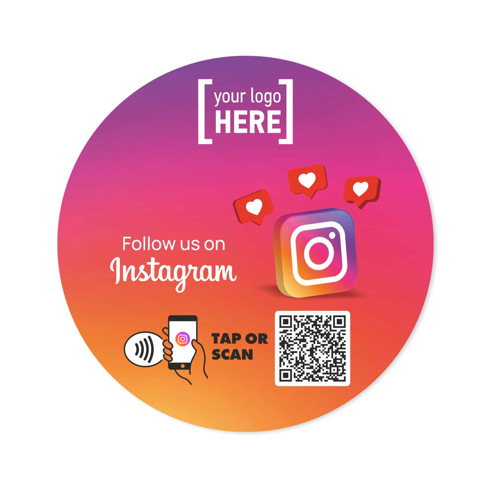 Smart-Tap, Instagram sticker με NFC/QR Code με το λογότυπο σας. Σχέδιο 3.