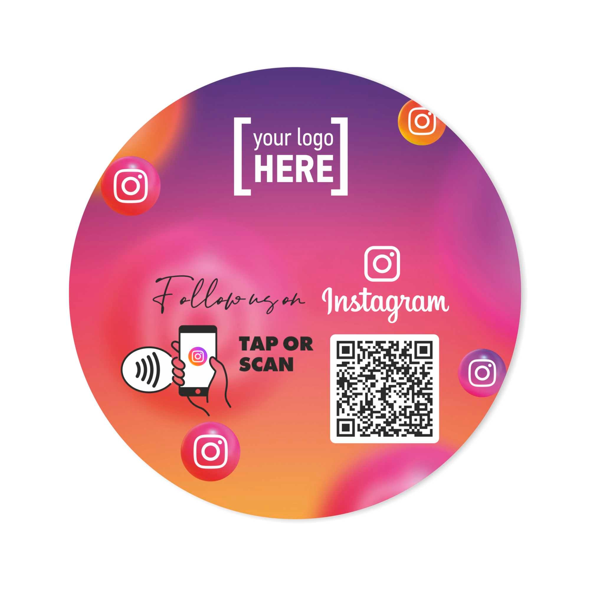 Smart-Tap, Instagram sticker με NFC/QR Code με το λογότυπο σας. Σχέδιο 4.