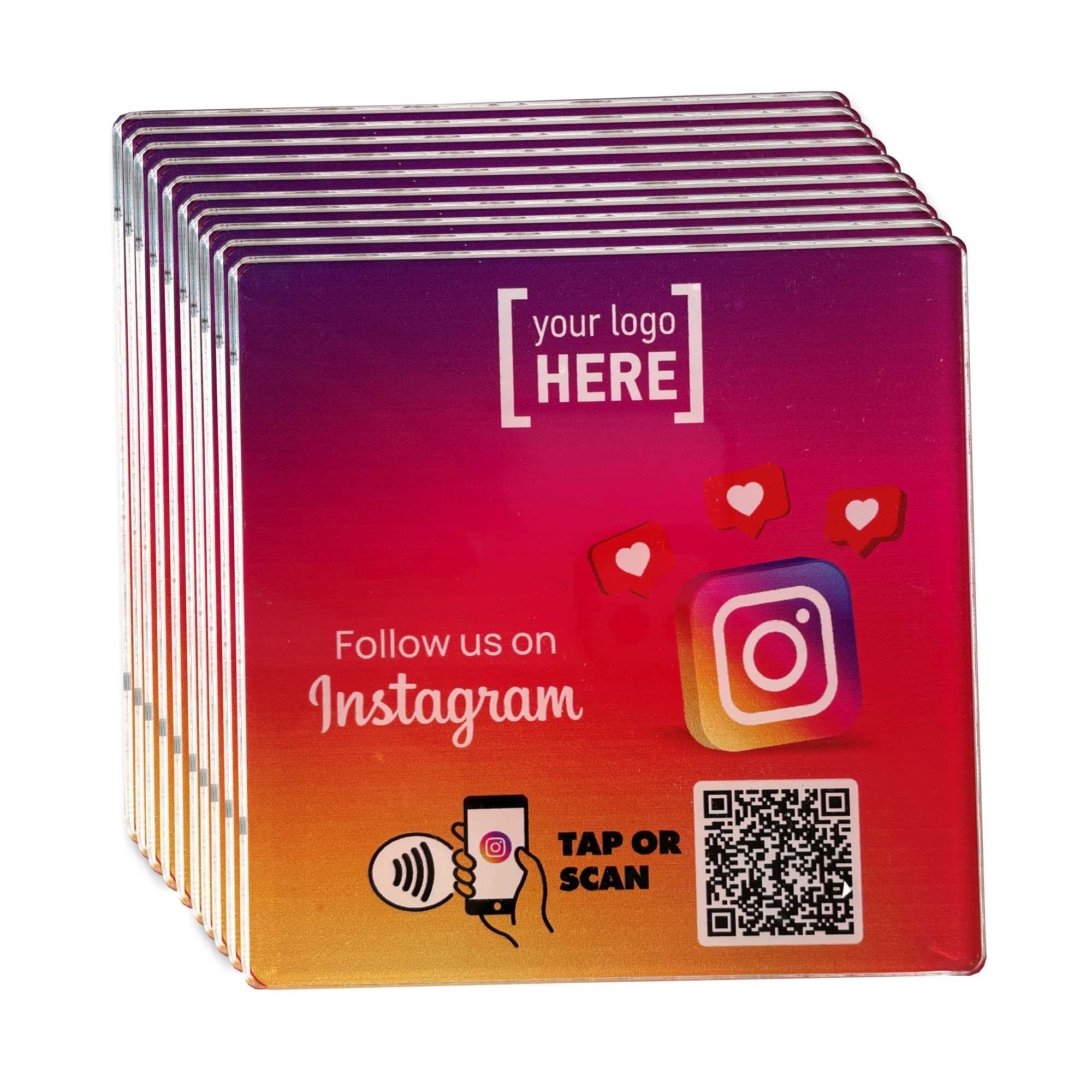 Smart-Tap, Instagram table Coaster με NFC/QR Code με το λογότυπο σας. Σχέδιο 3. Σετ 10 τεμαχίων
