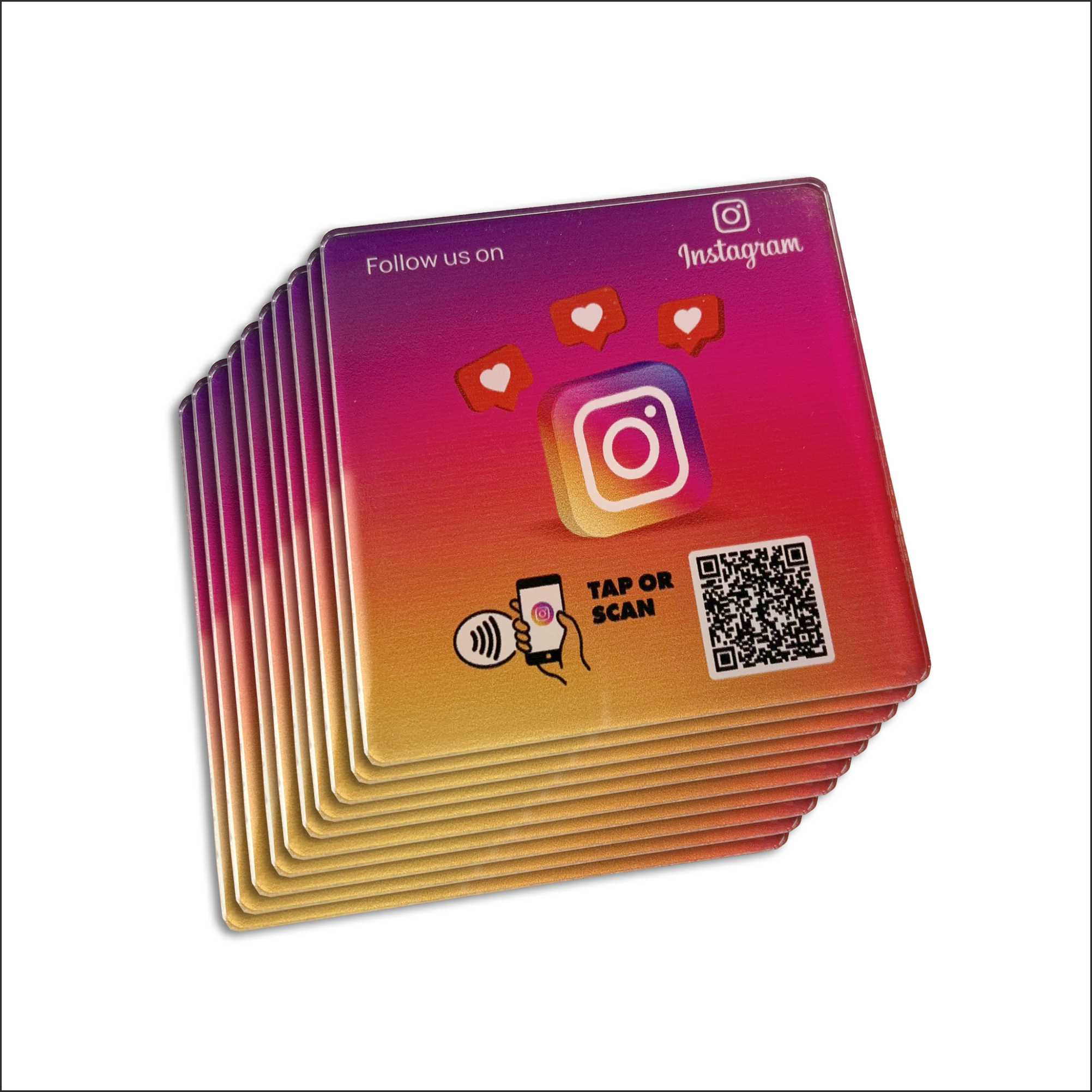 Smart-Tap, Instagram table Coaster με NFC/QR Code χωρίς το λογότυπο σας. Σχέδιο 3. Σετ 10 τεμαχίων