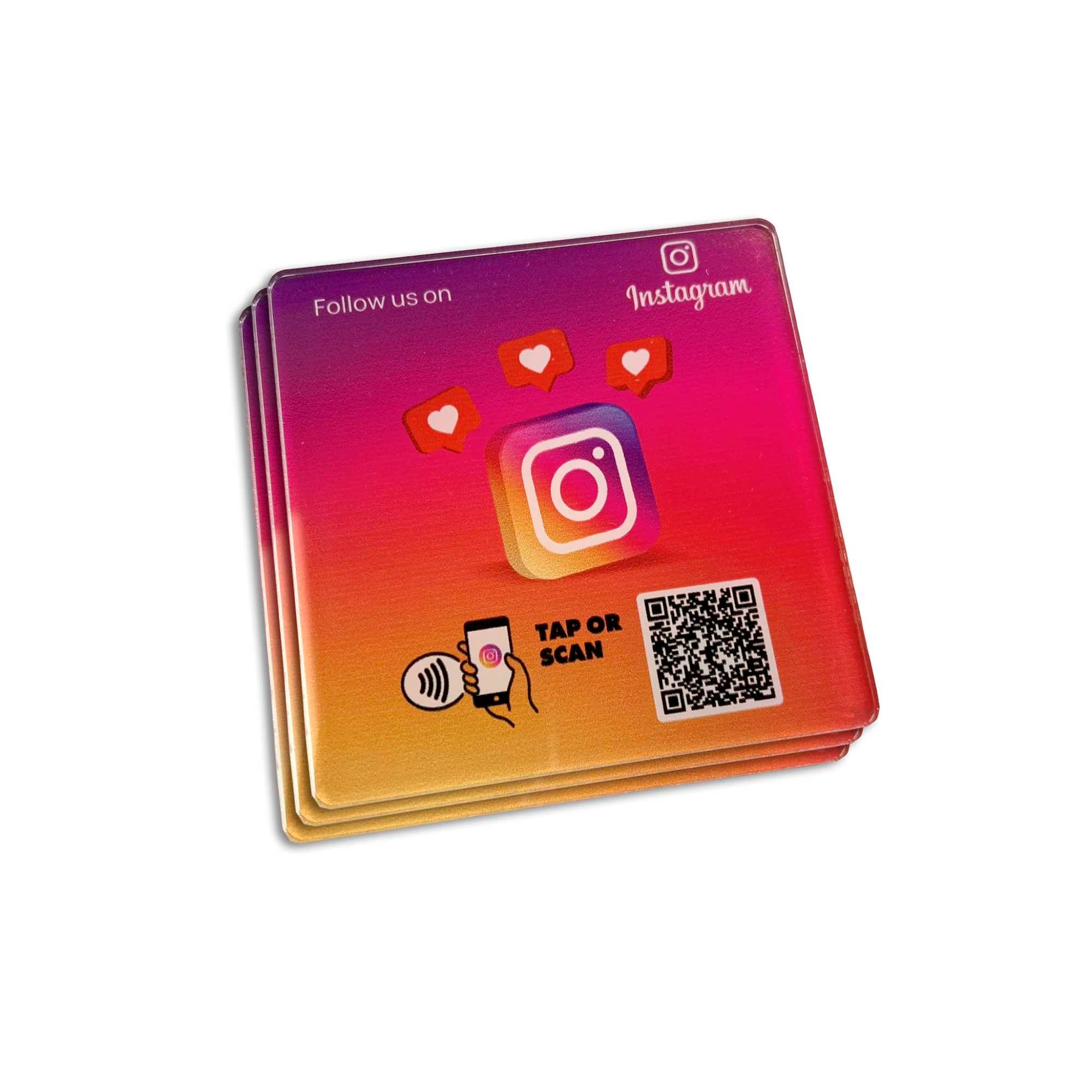 Smart-Tap, Instagram table Coaster με NFC/QR Code χωρίς το λογότυπο σας. Σχέδιο 3. Σετ 3 τεμαχίων