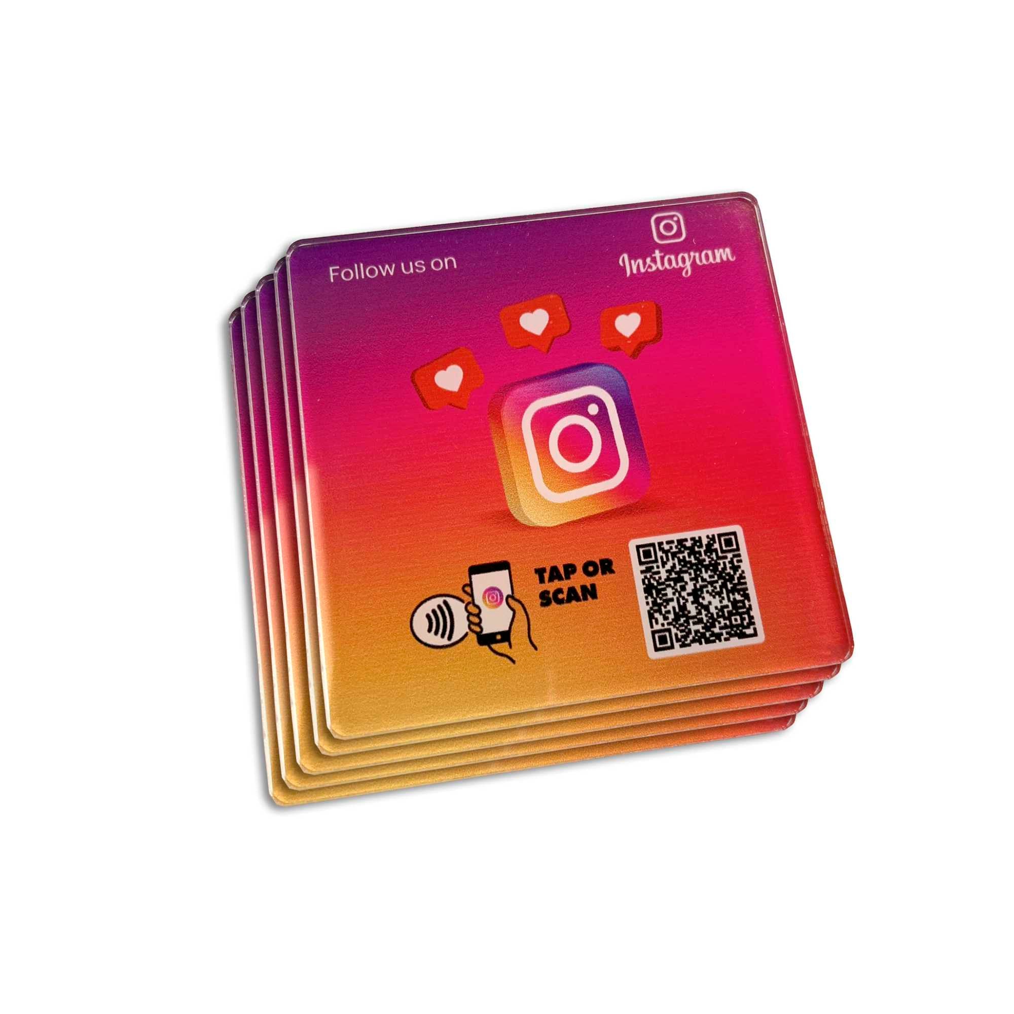 Smart-Tap, Instagram table Coaster με NFC/QR Code χωρίς το λογότυπο σας. Σχέδιο 3. Σετ 5 τεμαχίων