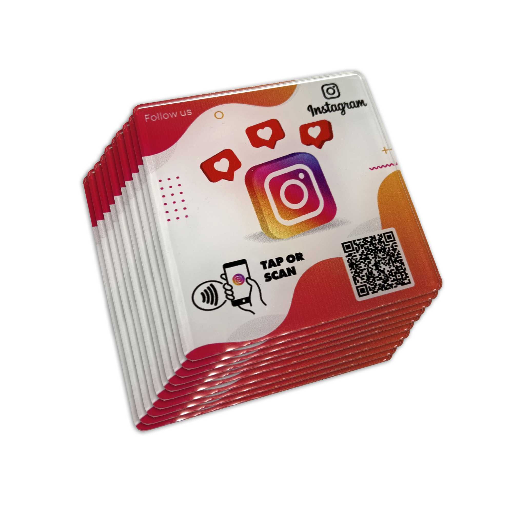 Smart-Tap, Instagram table Coaster με NFC/QR Code χωρίς το λογότυπο σας. Σχέδιο 1. Σετ 10 τεμαχίων