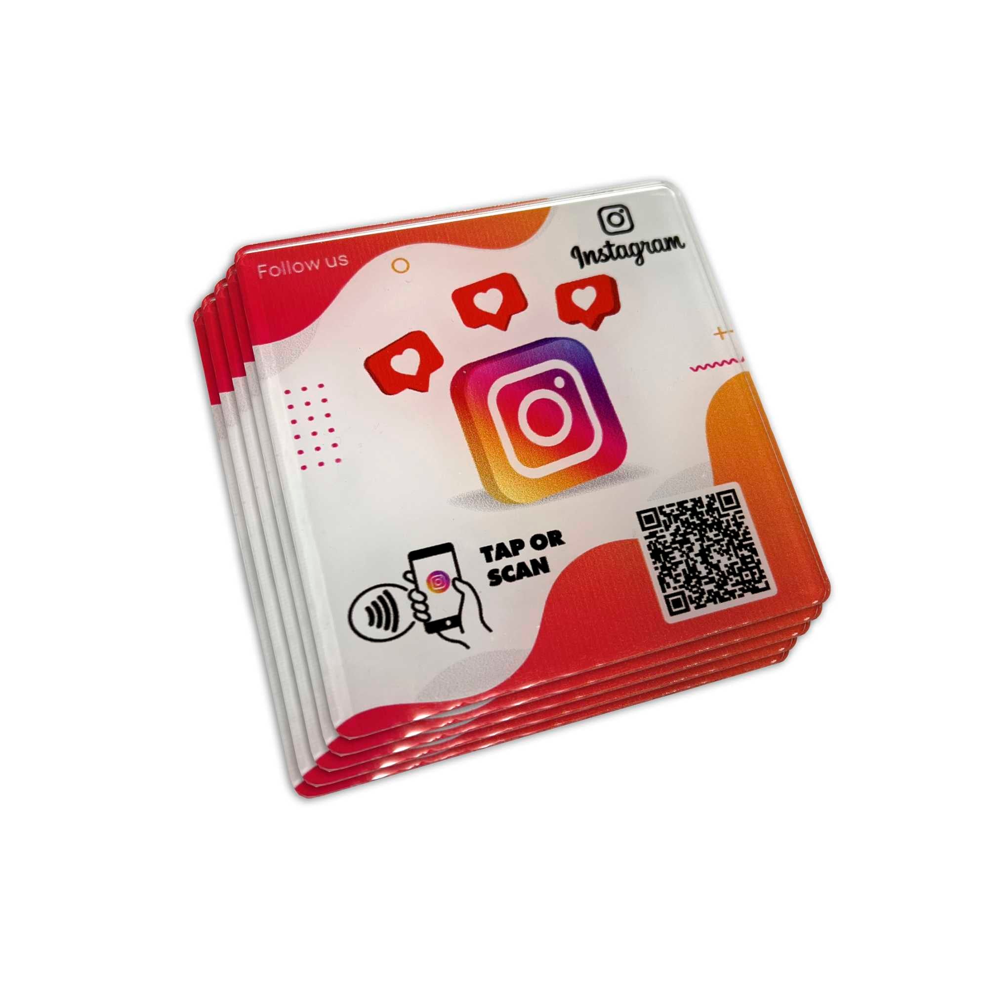 Smart-Tap, Instagram table Coaster με NFC/QR Code χωρίς το λογότυπο σας. Σχέδιο 1. Σετ 5 τεμαχίων