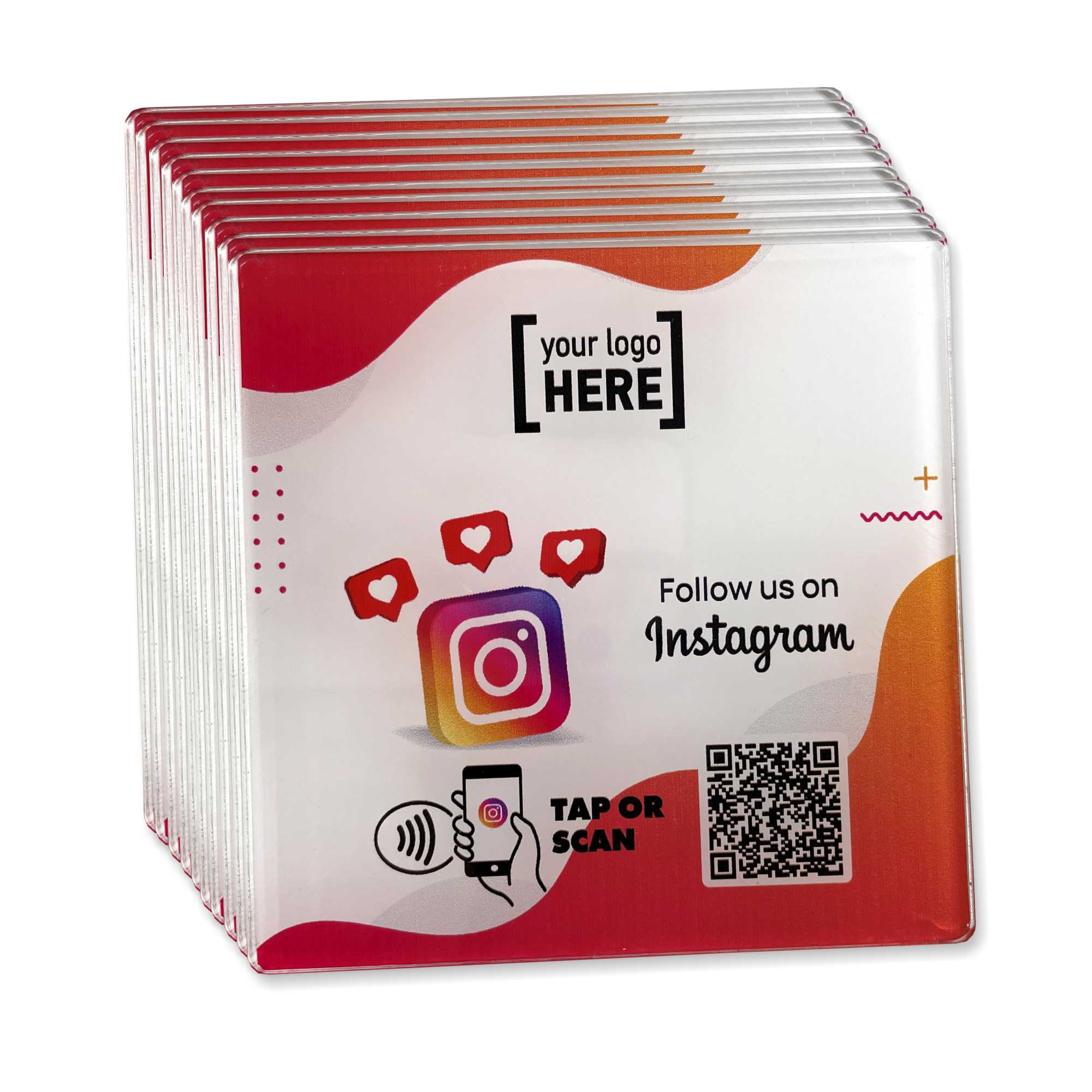 Smart-Tap, Instagram table Coaster με NFC/QR Code με το λογότυπο σας. Σχέδιο 1. Σετ 10 τεμαχίων