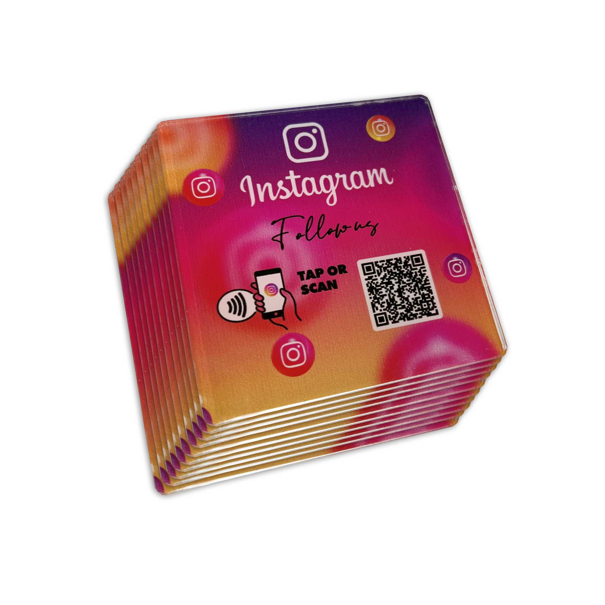 Smart-Tap, Instagram table Coaster με NFC/QR Code χωρίς το λογότυπο σας. Σχέδιο 4. Σετ 10 τεμαχίων