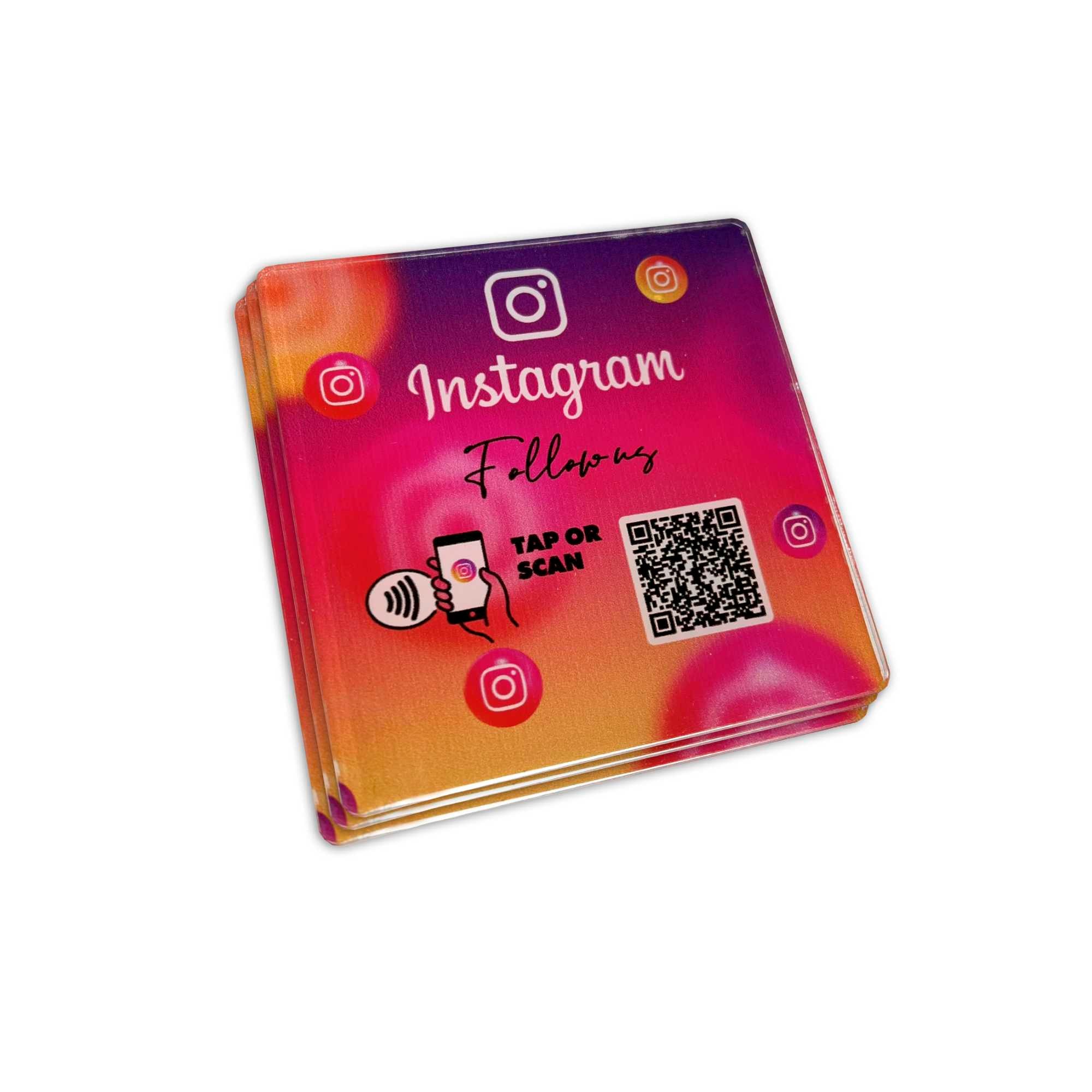Smart-Tap, Instagram table Coaster με NFC/QR Code χωρίς το λογότυπο σας. Σχέδιο 4. Σετ 3 τεμαχίων